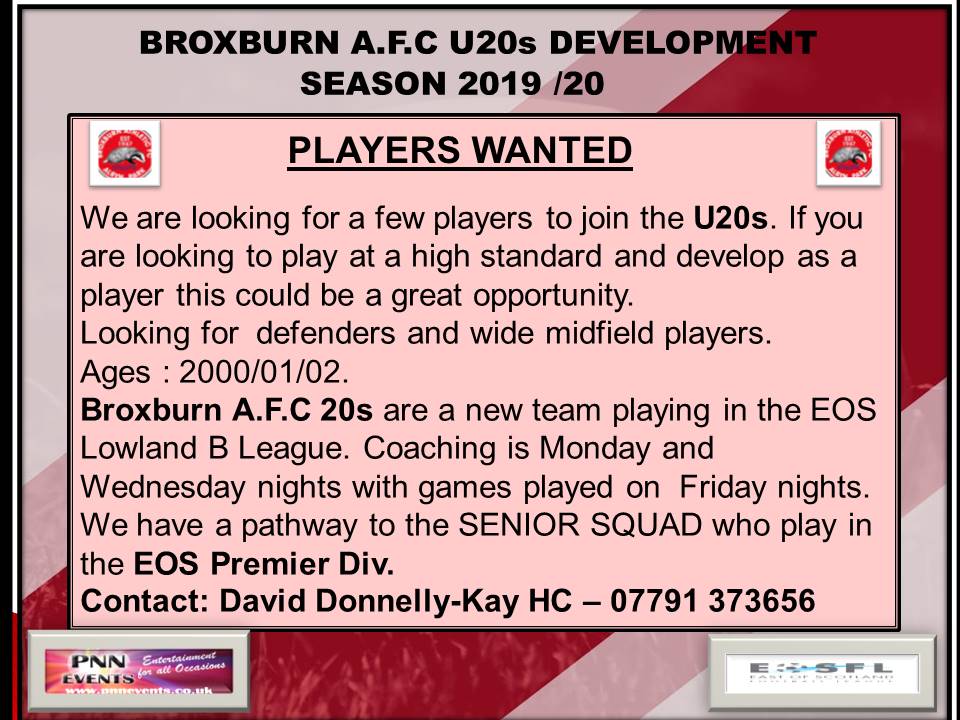 BROXBURN ATHLETIC 20’S UPDATE