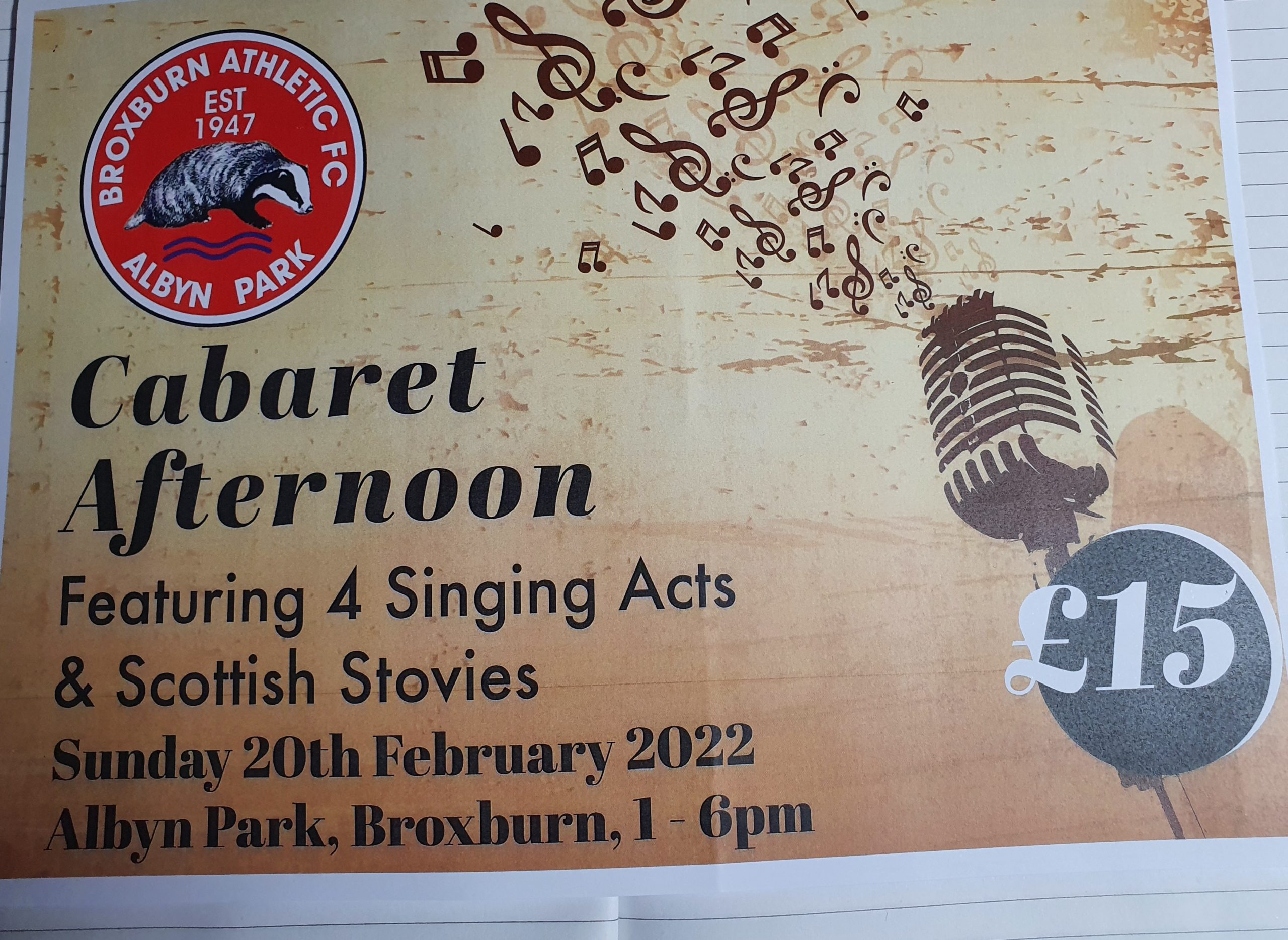 CABARET AFTERNOON 20th FEBRUARY