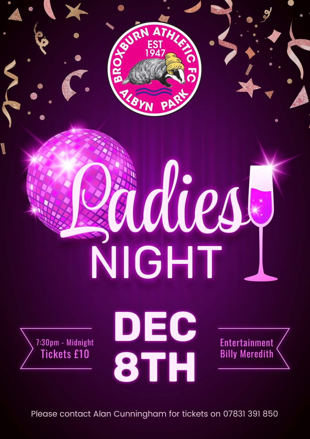 LADIES NIGHT 8TH DECEMBER